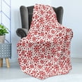 thumbnail image 4 of Snowflake Soft Flannel Fleece Throw Blanket, Stars 7 Pointed Stars and Dots Pattern Abstract Motifs New Year Illustration, Cozy Plush for Indoor and Outdoor Use, 60" x 80", Red White, by Ambesonne, 4 of 5