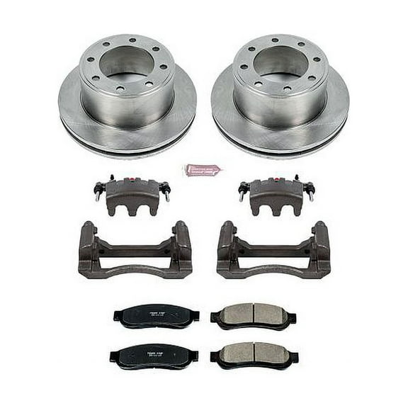 PowerStop Rear Stock Replacement Brake Pad and Rotor Kit with Calipers Fits: FORD Select Models KCOE5578
