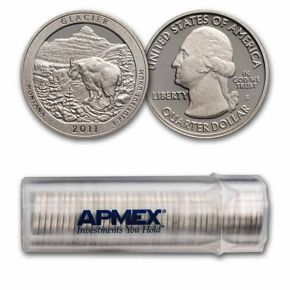 2011-S ATB Quarter Glacier Nat'l Park Proof 40-Coin Roll (Silver)