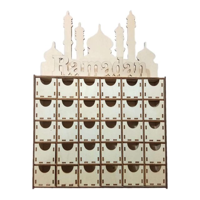 Calendario de Adviento musulmán islámico Eid Ramadán Mubarak de madera Eid Afortunado Sencillez