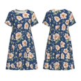 thumbnail image 3 of Bixox Robe d'Été à Manches Courtes pour Femmes Robe Ample Longueur Genou avec Poches-Fleur, 3 of 7