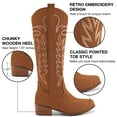 thumbnail image 3 of Ecetana Cowboy Boots for Women Wide Calf Cowgirl Boots with Classic Embroidered Chunky Heel Western Boots, 3 of 7