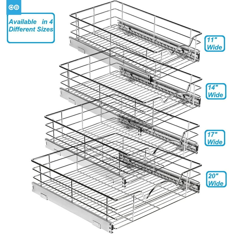 Hold N' Storage Pull Out Cabinet Organizer Sliding Drawer Kitchen Storage  11” x 21”