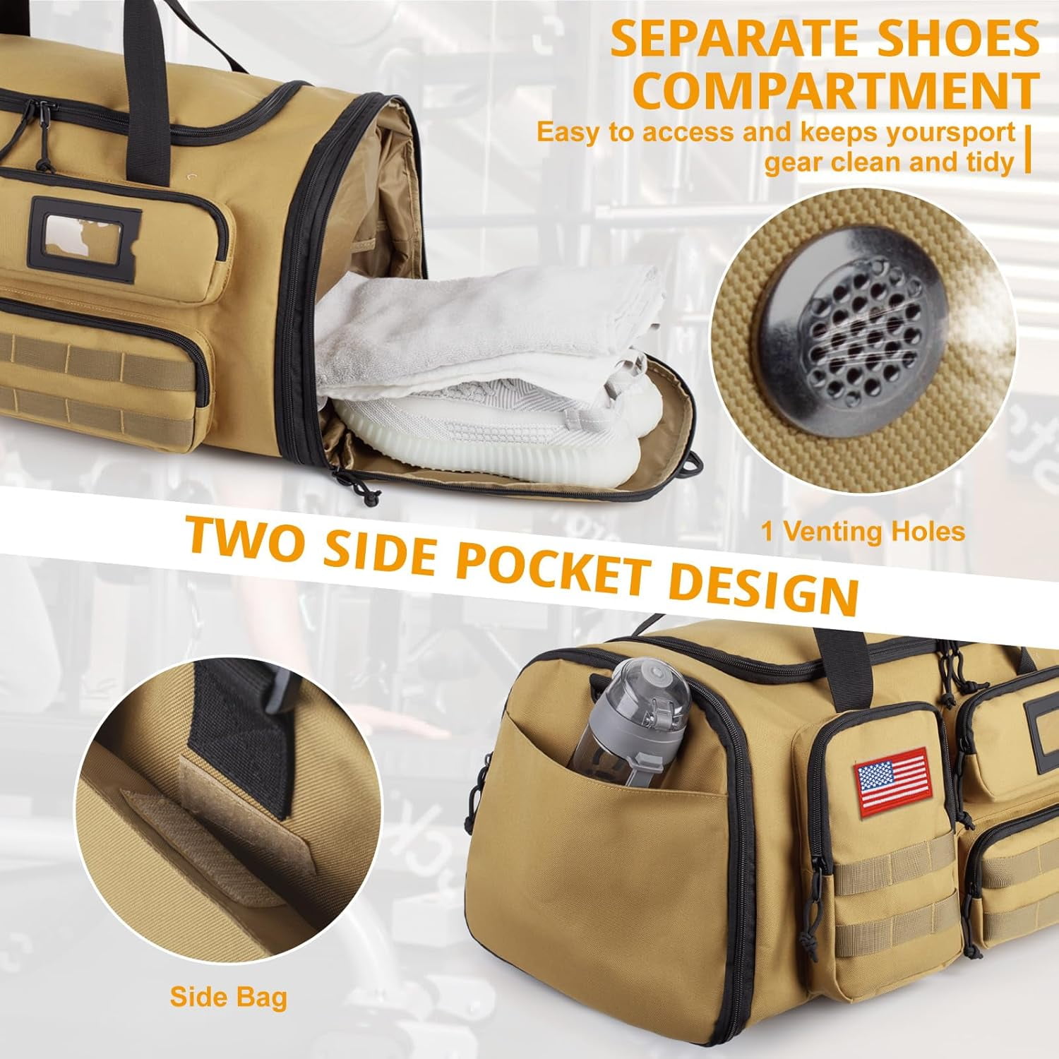 TRIPGEAR 58L Sports Travel Duffle Bag With Shoes Compartment,Water Resistant Sports Gym