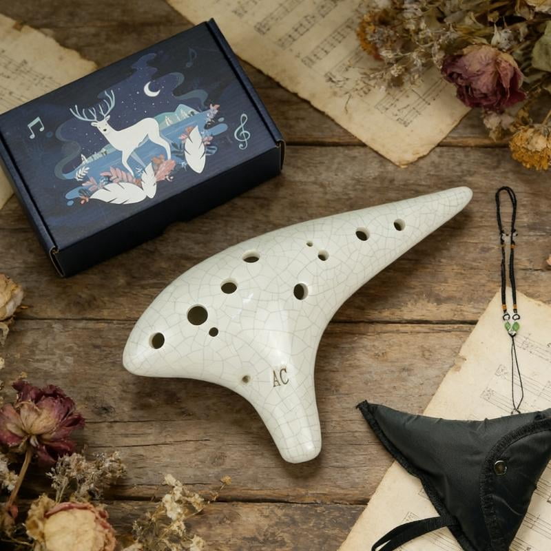 CEORPER Premium Ceramic 12 Hole Ocarina Portable for Music Enthusiasts and Students