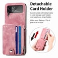 thumbnail image 4 of Dteck Galaxy Z Flip 4 Wallet Case with Card Holder【2 in 1 Detachable】【Zipper Wallet】, Slim Fit Retro PU Leather Protective Flip Phone Cover for Samsung Galaxy Z Flip 4 5G 2022, Pink, 4 of 12