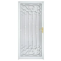 Grisham Deluxe Steel Security Door,36'' x 80'' Metal Tempered Glass Door Screen Replacement Enter Doors,Storm Door (368 White)