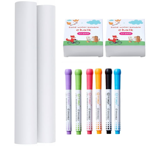 KFFKFF Easel Companion Kit, 32-Piece Children's Art Creation Set with Chalk, Markers & Paper Rolls, Essential Tools for Kids' Tabletop Drawing Easel, Creative Kit for Young Artists