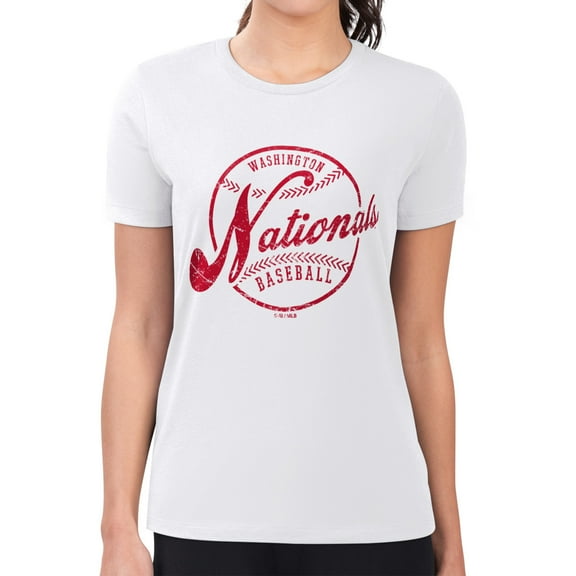 Women's G-III 4Her by Carl Banks  White Washington Nationals Super-Slim Fit Lightweight Distressed Baseball Team T-Shirt