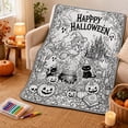 thumbnail image 4 of Byndra Halloween DIY Coloring Blanket, Large Throw Blanket with Spooky Ghost Pumpkin Pattern and Classic Style, Art Activity for Kids, Adults, Home, Party, Sleepover, Gift, 4 of 7