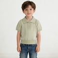 thumbnail image 5 of GiLiling Kids Collared Knit Shirt - Short Sleeve Solid Color Lightweight Sweater Polo Top for Boys Girls Summer Wear (Light Green, 8-9 Years), 5 of 6