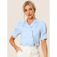 thumbnail image 2 of Blusa elegante Allegra K Manga Corta con Botones Azul XS, 2 of 6