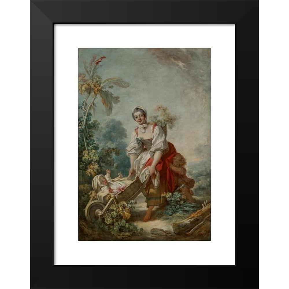 Jean-Honoré Fragonard 11x14 Black Modern Framed Museum Art Print Titled - The Joys of Motherhood (1754)