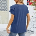 thumbnail image 5 of Njoeus Womens Tops Casual Round Neck Tunic Top Summer Ruffle Short Sleeve T Shirts for Women Basic Tees Loose Flowy Blouses S-XXL, 5 of 6
