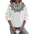 thumbnail image 1 of Innerwin Pull à Manches Longues pour Femmes Chandail en Molleton d'Hiver Imprimé Ethnique Chaud Blanc S, 1 of 2