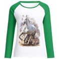 thumbnail image 4 of Moda mujer primavera otoño Color a juego impreso manga larga cuello redondo Casual camisetas Pompotops  gfhjh18534, 4 of 4