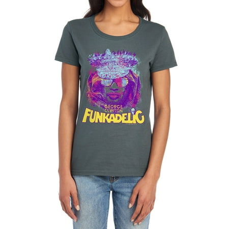 George Clinton Crown and Sunglasses Women's T Shirt, Charcoal, Large