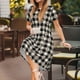 thumbnail image 3 of Fotbe Black Plaid Heart Vestido Largo de Moda para Mujer, Vestido Tipo Camiseta con Manga Corta y Estilo Casual a Rayas y Bloques de Color, 3 of 6