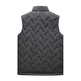 thumbnail image 4 of WTOBBY Men's Stand Collar Quilted Vest Jacket, Solid Color Sleeveless Down Cotton Coat, Lightweight Insulated Layer for Casual and Outdoor Wear,Gray M, 4 of 6