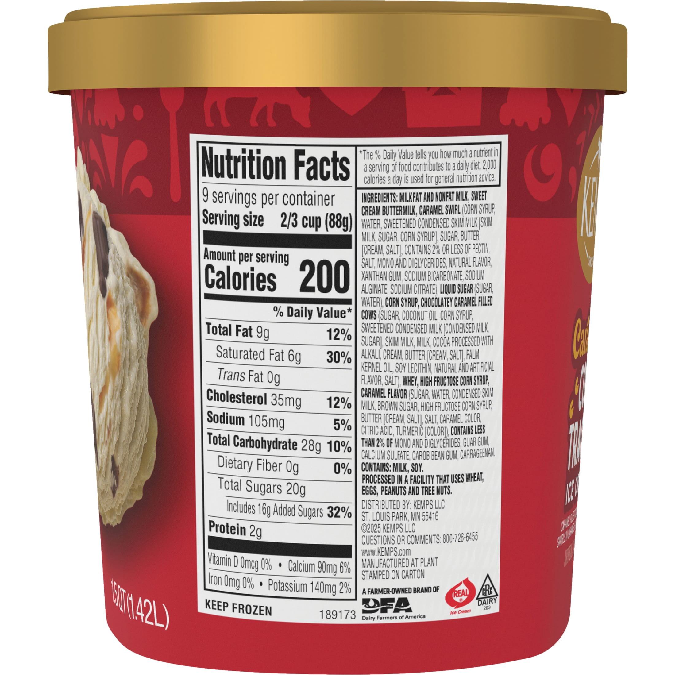 Kemps Caramel Cow Tracks Ice Cream 1.5 Quart