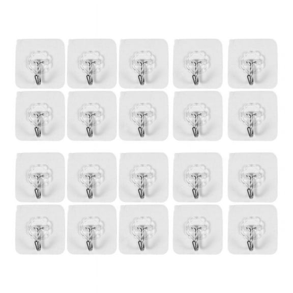 20 Packs Reusable Adhesive Hooks,Transparent Heavy Duty Wall Hooks with , Waterproof and Oilproof for Bathroom