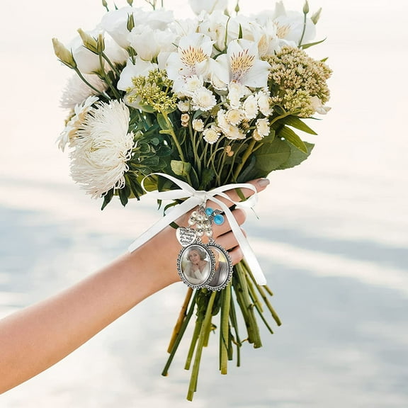 AOOOWER Wedding Bouquet Photo Charm Diy Pin Making Double Lace Frame Wedding Charm