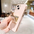 thumbnail image 4 of Pinsai for iPhone 14 case lavender gray with makeup mirror stand for cute girls women with girly luxury elegant design Funda, 4 of 11