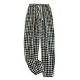 thumbnail image 3 of Women's Sweatpants Elastic Drawstring Waist Loose Wide Leg Pants With Pockets Plaid Trousers C, 3 of 4