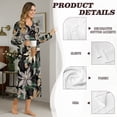 thumbnail image 5 of SEANATIVE Women's House Dress Full Length Nightgown Button Down Housecoat Soft Cozy Long Sleeve Lounge Dress Comfort Sleepwear Nightdress, S, Floral Black Green, 5 of 7