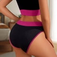 thumbnail image 5 of HVOBTTY Women's Plus Size 2 Pack High Waisted Briefs Panties Striped Color Low Waist Seamless High Stretch Brief Hot Pink, L, 5 of 5
