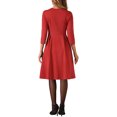 thumbnail image 3 of INSPIRE CHIC Women's Dress Solid Color Sweetheart Neck 3/4 Sleeve A-Line Cocktail Dress L Red, 3 of 5