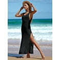 thumbnail image 2 of Womens Crochet Swimsuit Coverup Sleeveless Mesh Bathing Suit Cover Ups Split Maxi Beach Dress Black One size, 2 of 6