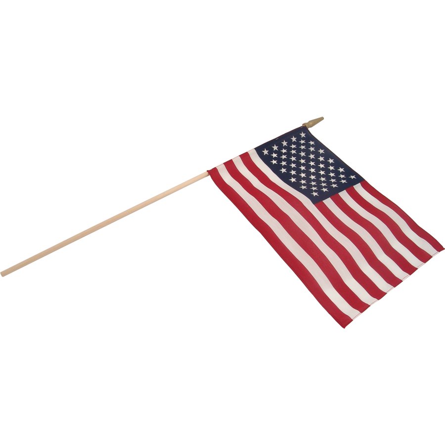 US Stick Flag 12in x 18in Standard Wood Stick with Spear Tip 12PK