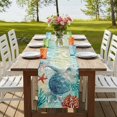 thumbnail image 4 of Sea Turtle Coastal Burlap Cotton Table Runner 14x72 Inches Long, Turquoise Nautical Summer Coral Ocean Farmhouse Table Runners, Outdoor Dining Tablecloths Decor for Baby Shower/Party/Wedding, 4 of 8