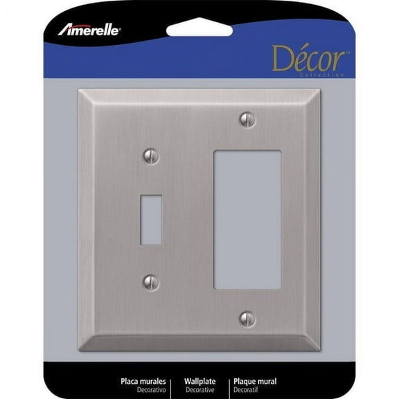 2Pc Amerelle Century Brushed Nickel Gray 2 gang Stamped Steel Toggle Wall Plate 1 pk