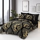 thumbnail image 2 of Juego de edredón para cama de damasco bohemio, dorado, negro, dorado, tamaño king, 2 of 7