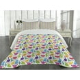 thumbnail image 2 of Ambesonne Colorful Quilted Coverlet 3 Pcs, Wild Dinosaur Cartoon, Queen Size, Multicolor, 2 of 4