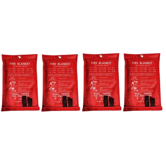 4PCS Emergency Fire Blanket, Fire Blanket, Fire Suppression Blanket for Kitchen, Grill, Fireplace (59Inch X 59Inch)
