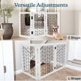 thumbnail image 3 of Freestanding Dog Gate - 3-Panel Foldable Indoor Pet Fence - 55x24-Inch Sturdy Metal and Wood Dog Gate - Pet Barrier for Stairs, Hallways, Doorways, or Small Openings by PETMAKER (White), 3 of 6