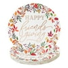 24 Pack Large Friendsgiving Paper Plates with Fall Leaves, Rose Gold Foil (10 In)