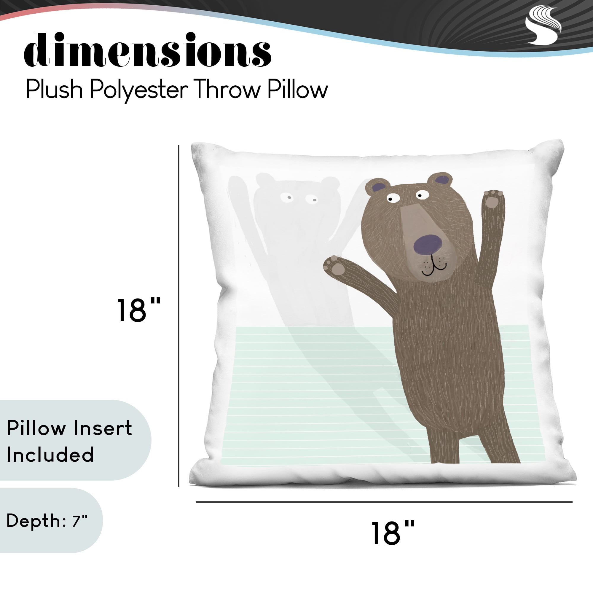 Stupell Industries Whimsical Bear Shadow Decorative Printed Throw Pillow, design by Carla Daly