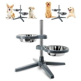 Pupteck Adjustable Elevated Dogs Feeder Raised Dog Bowls Stand with 2 Stainless Steel Bowls for Small Medium Large Dogs Cats. Walmart