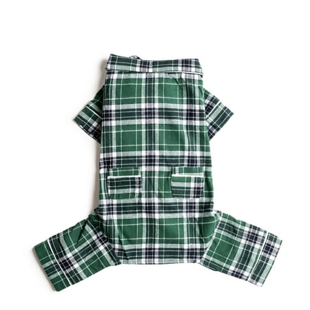 Fab Dog Green Plaid Flannel Pajamas, 14”