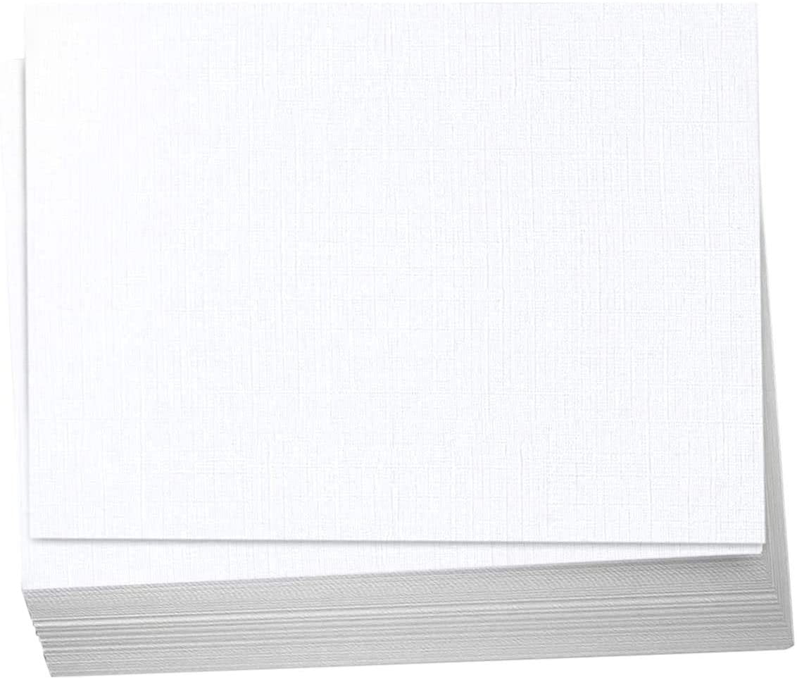 Hamilco White Linen Cardstock Paper Flat 4x6 Blank Index Cards Card