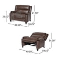 thumbnail image 4 of Noble House Tutherly Faux Leather Oversized Pushback Recliner, Dark Brown and Espresso, 4 of 11