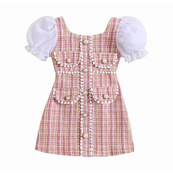 Short Puff sleeve Tweed Dress.