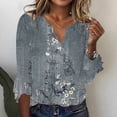 thumbnail image 4 of T Shirts For Women Womens Tops Summer Tops Seven Split Sleeve Vintage Floral Shirt Big Size Ruffle Sleeve V Neck T Shirt Fashion Shirt, 4 of 4