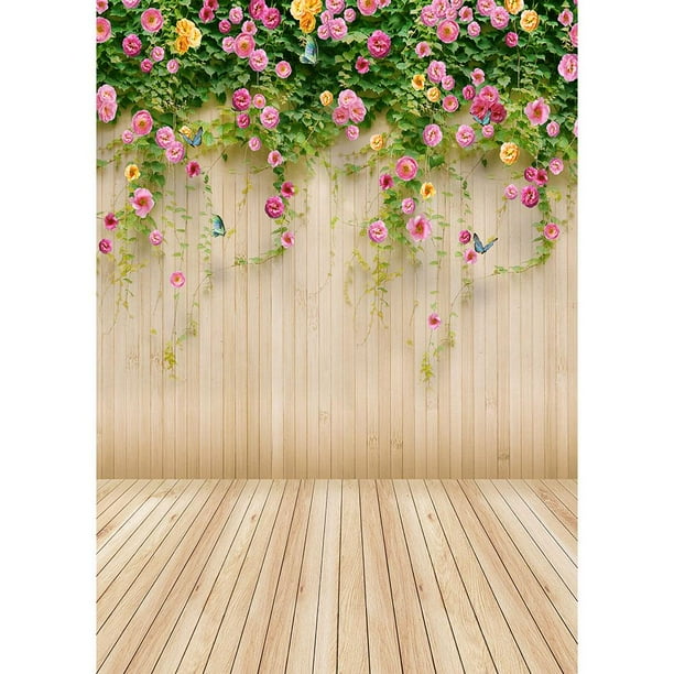 Fondo de fotografía de flores de tablones de madera Fondo de tela Decoración de estudio