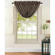 Leah Waterfall Rod Pocket Valance with Beads, Brown, 48x37 Inches