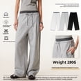 thumbnail image 2 of American Fashion Brand Unisex Style Stitching Double Waist Wide Leg Pants, 2 of 4